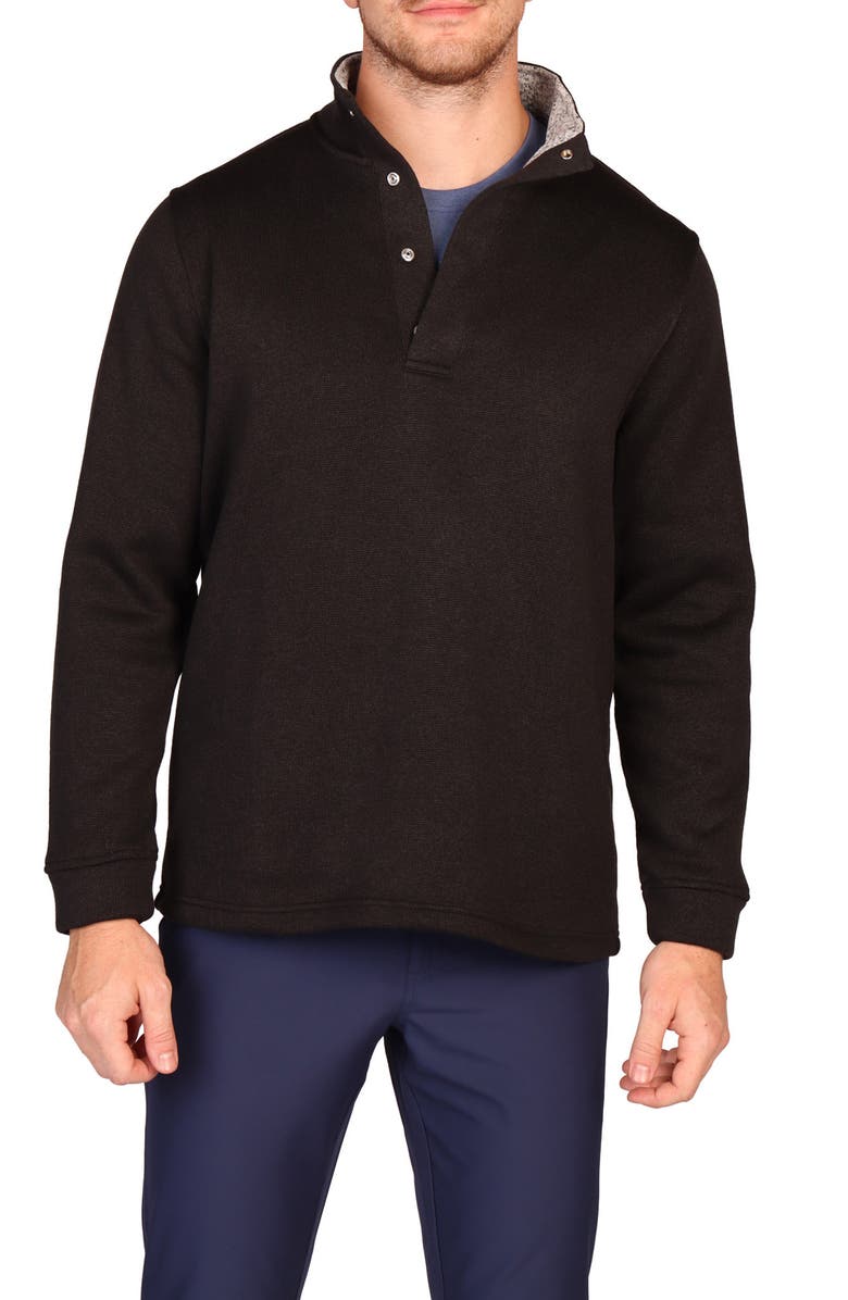 TailorByrd Snap Placket Knit Pullover, Main, color, Black