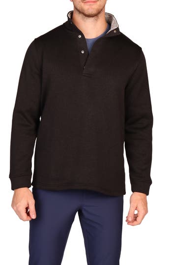 Tailorbyrd Snap Placket Knit Pullover In Black
