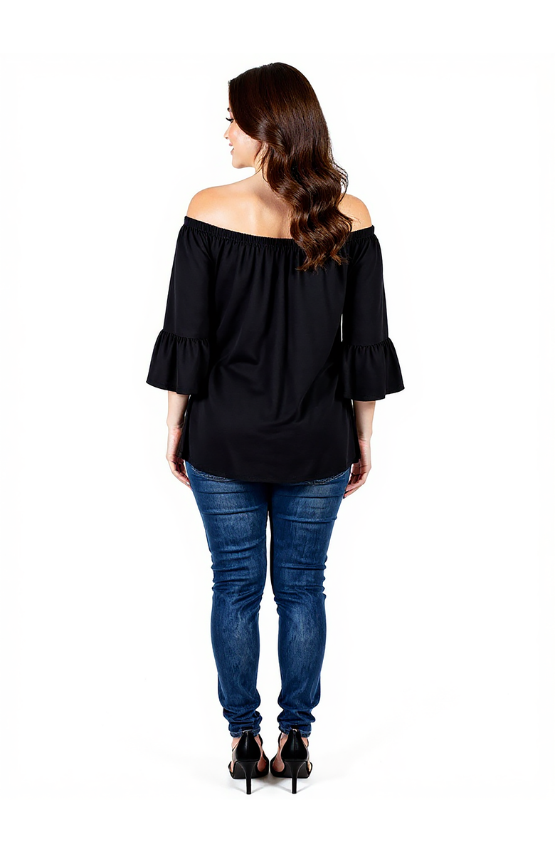 24seven Comfort Apparel Bell Sleeve Loose Fit Maternity Tunic Top, Alternate, color, Black