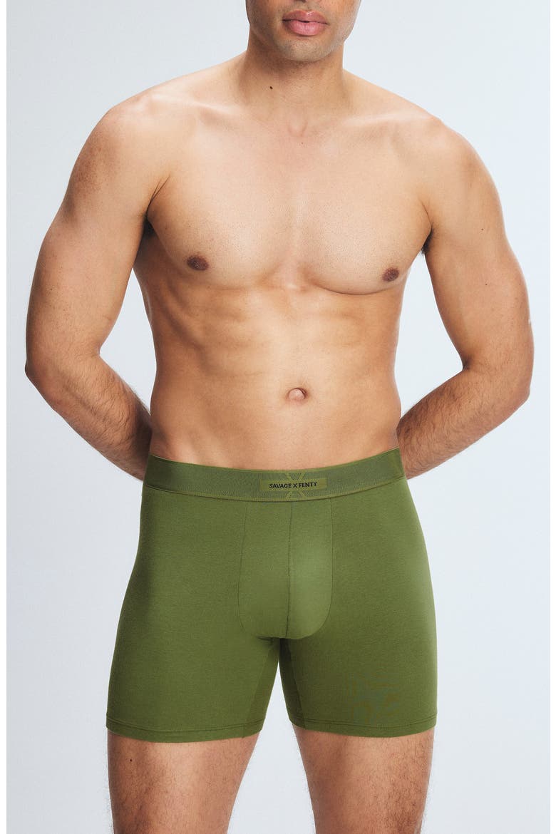 Savage X Cotton Blend Boxer Briefs, Main, color, GREEN SCENE