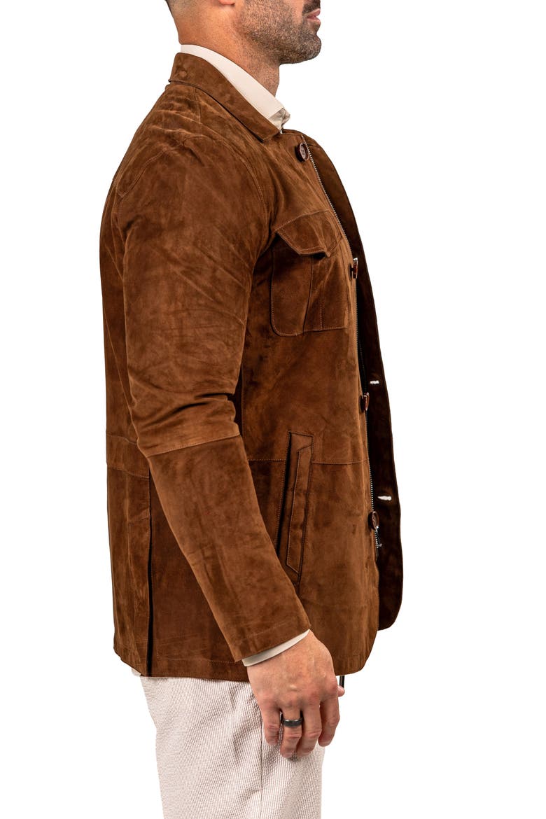 Slim Fit Lambskin Suede Jacket, Alternate, color, BROWN