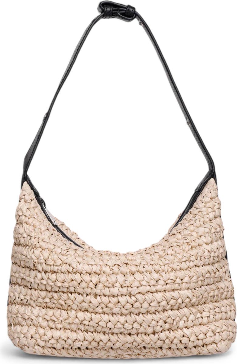 Walter Baker Beck Convertible Raffia Shoulder Bag, Main, color, Natural / Black