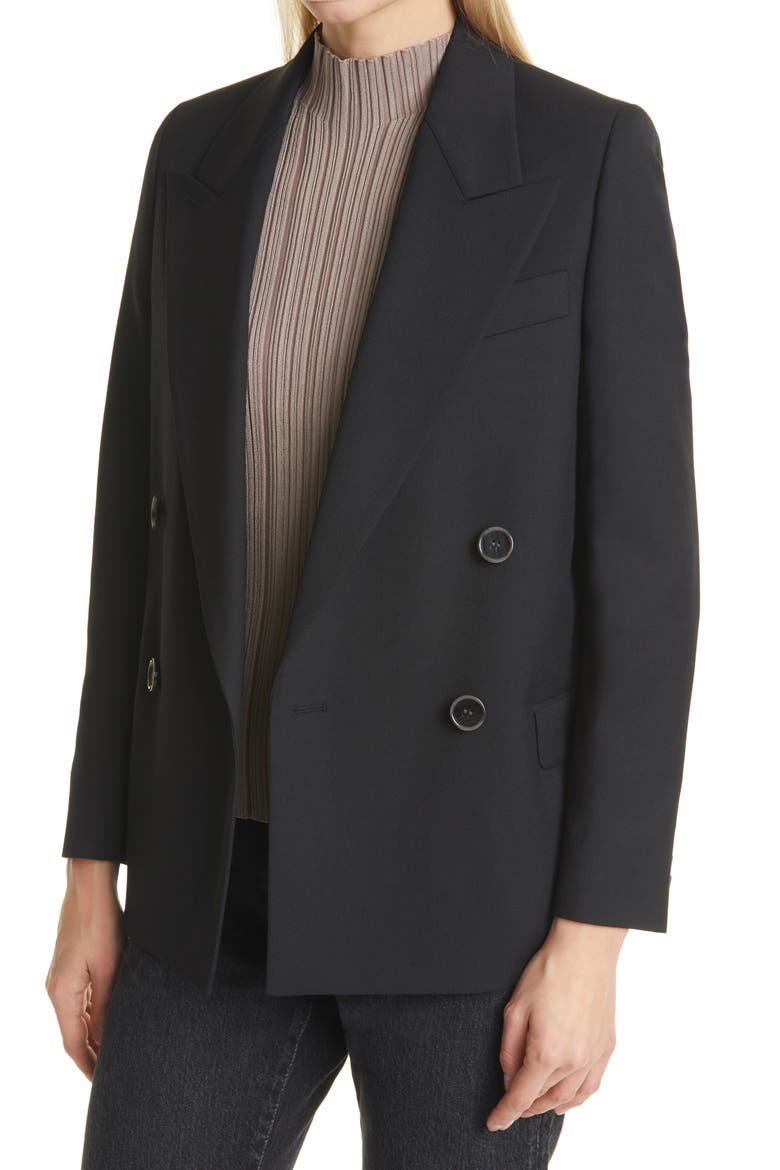 Janny Double Breasted Blazer, Alternate, color, BLACK