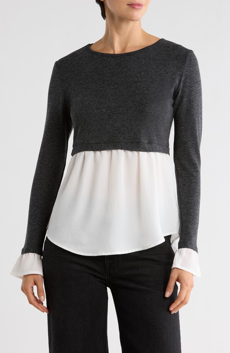 PATRIZIA LUCA Twofer Top, Main, color, Charcoal