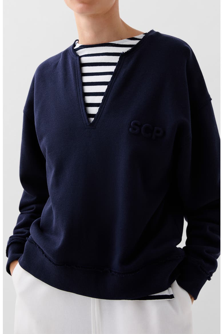 V Embossed Sweater, Main, color, Navy
