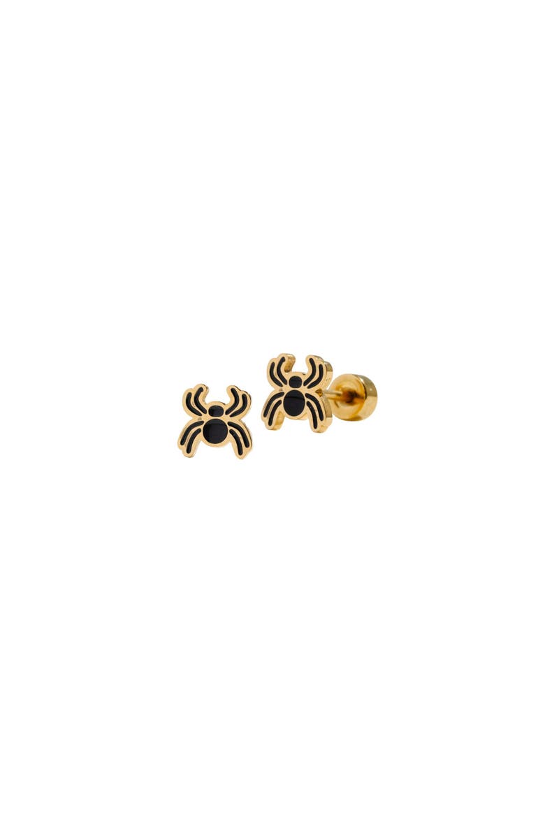 Spider Hypoallergenic Flatback Stud Earrings, Main, color, Black