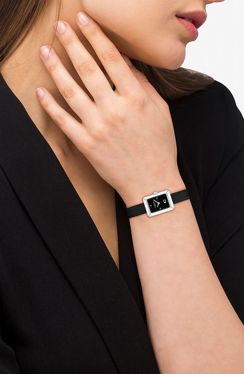 COACH Mara Leather Strap Watch, 22mm x 30mm, Alternate, color, Black