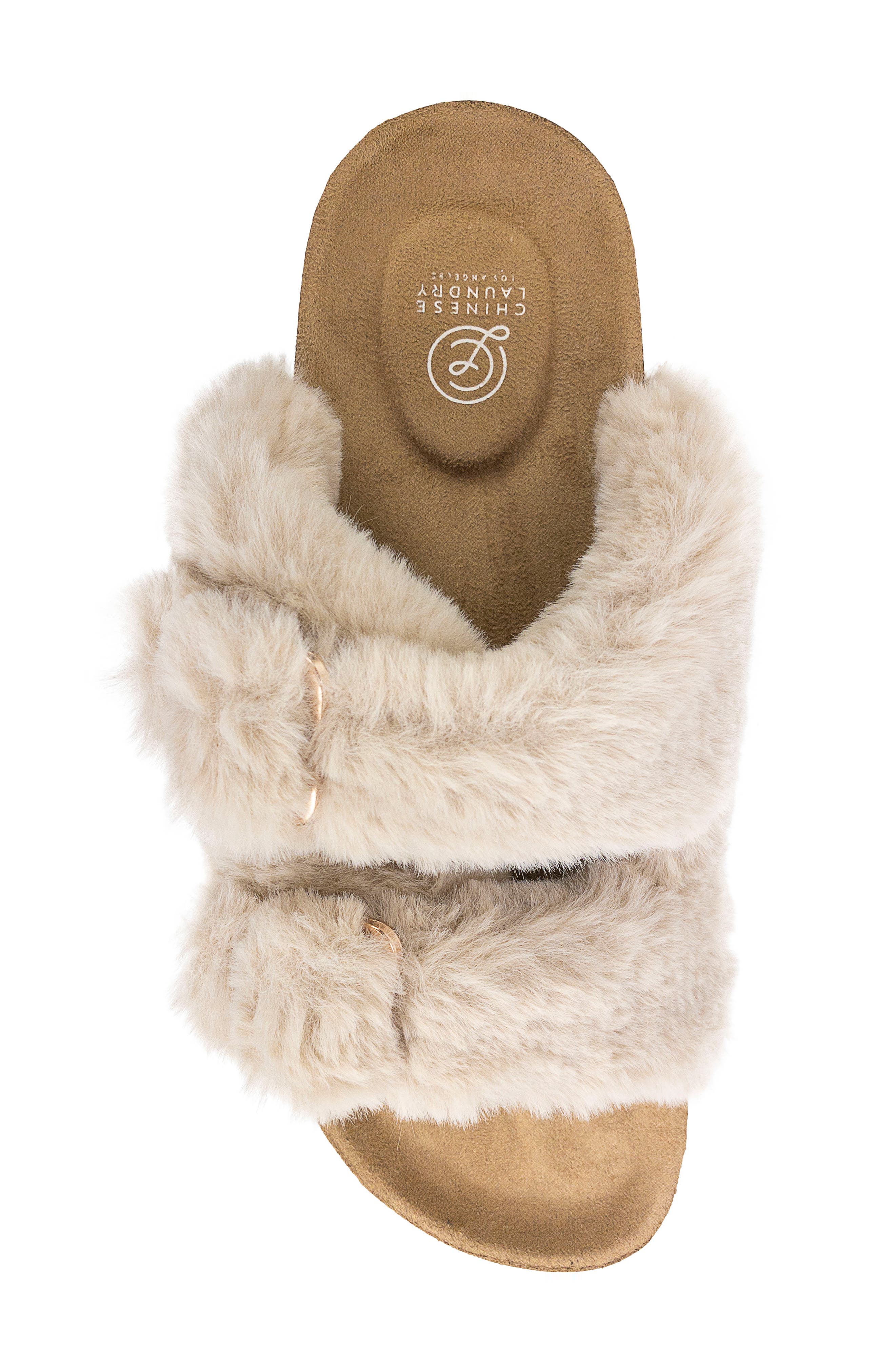 Chinese Laundry Flex Faux Fur Slide Sandal, Alternate, color, Tan-Beige