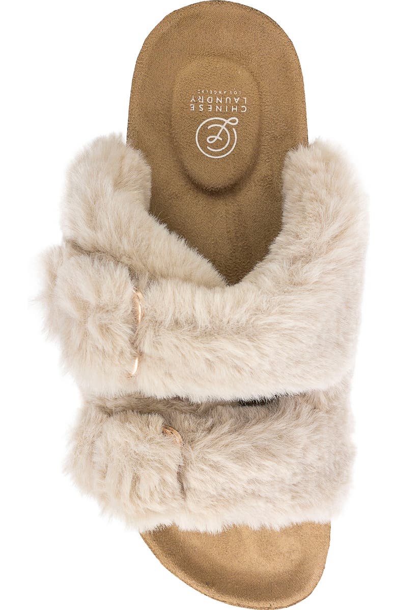 Chinese Laundry Flex Faux Fur Slide Sandal, Alternate, color, Tan-Beige