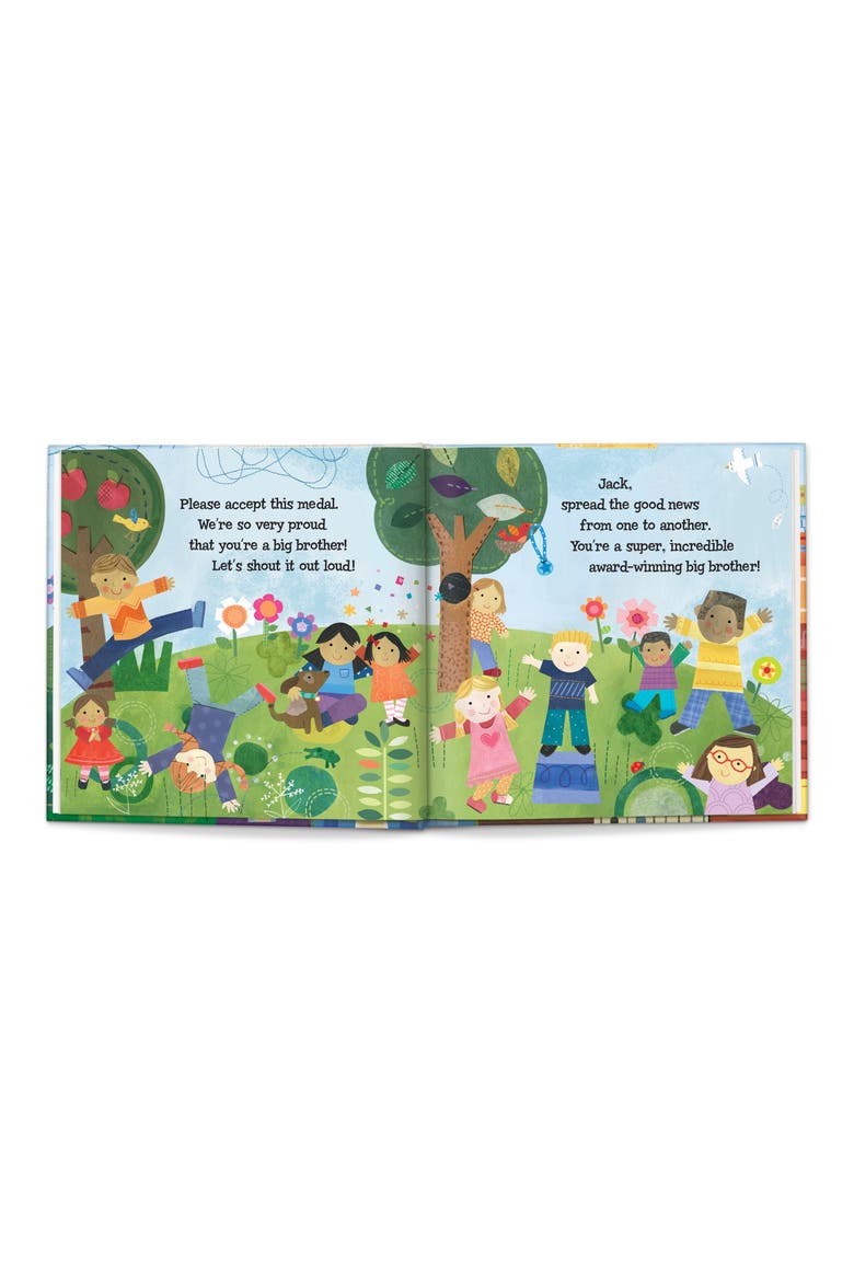 'The Super, Incredible Big Brother' Personalized Hardcover Book & Medal, Alternate, color, BLUE