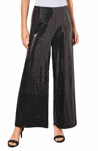 Ming Wang Novelty Sequin Wide Leg Pants