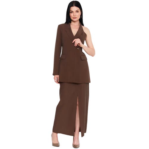 Akalia Julie One Shoulder Blazer In Brown