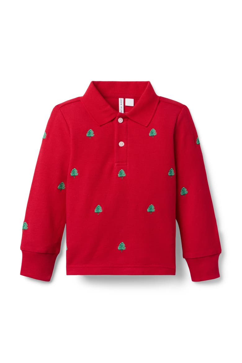 Embroidered Tree Pique Polo, Main, color, Red