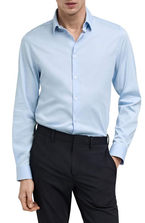 Slim Fit Stretch Poplin Button-Up Shirt