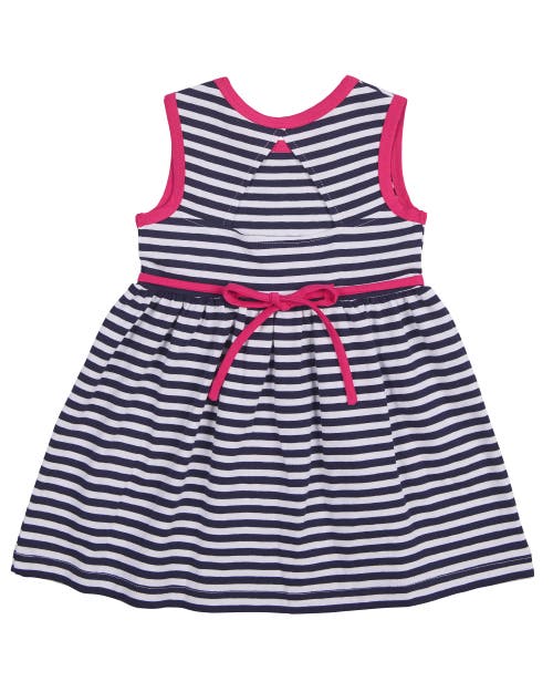 Shop Florence Eiseman Stripe Knit Dress With Pinwheels In Navy/white