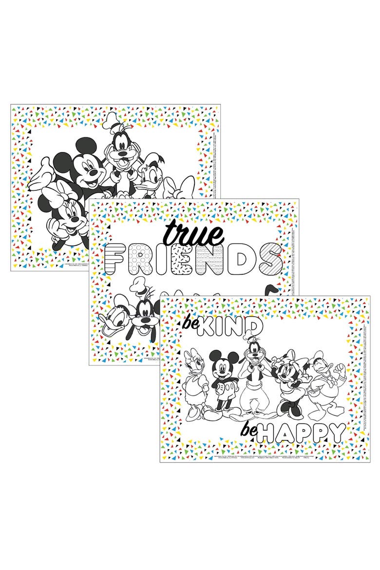 J.L Childress Healthy Habits Disposable ColorMe Placemat 24 Pack  Mickey and Friends, Main, color, Mickey and Friends