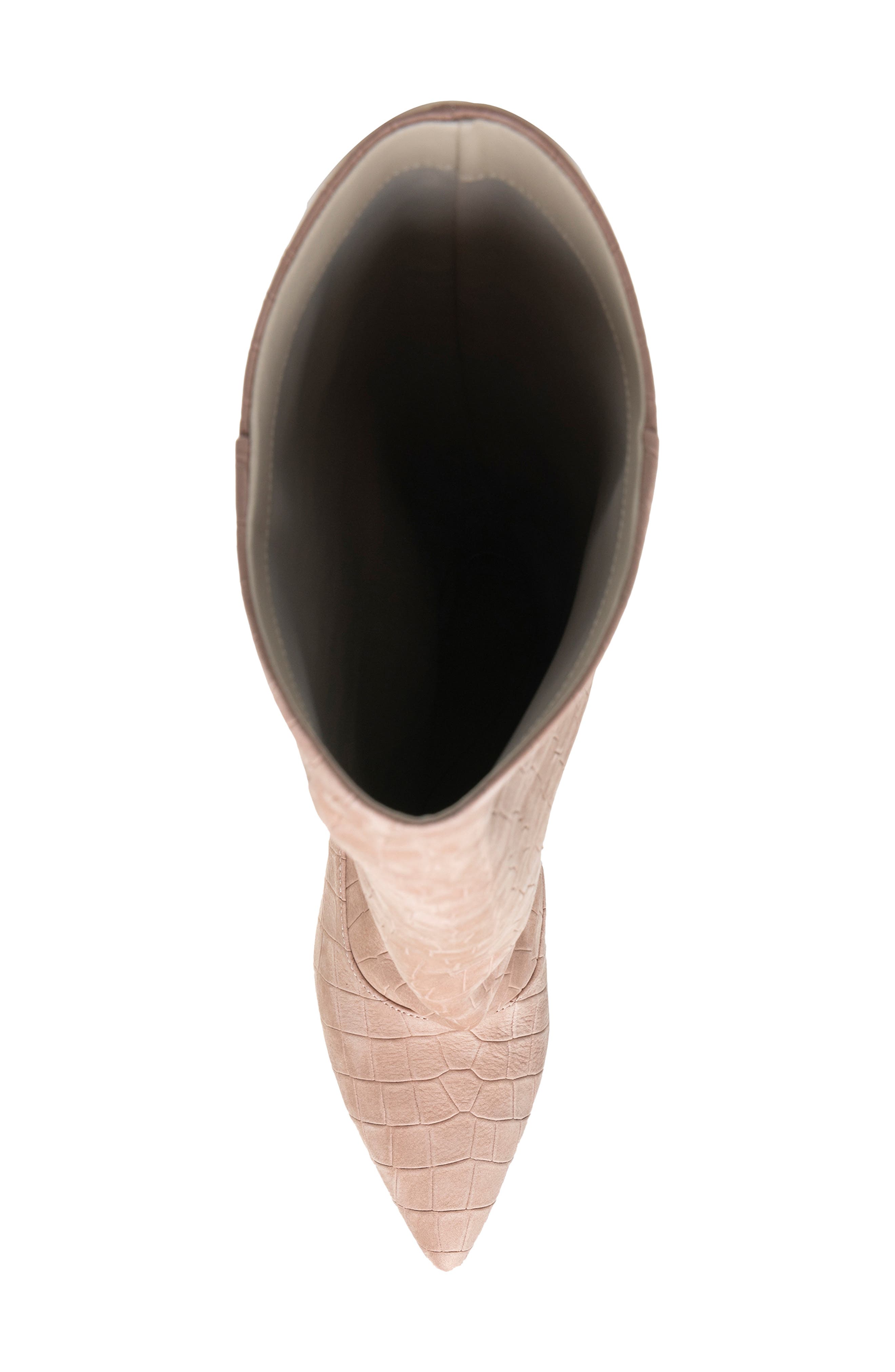 Brisbane Croc Embossed Leather Knee High Boot, Alternate, color, BLUSH NUBUCK
