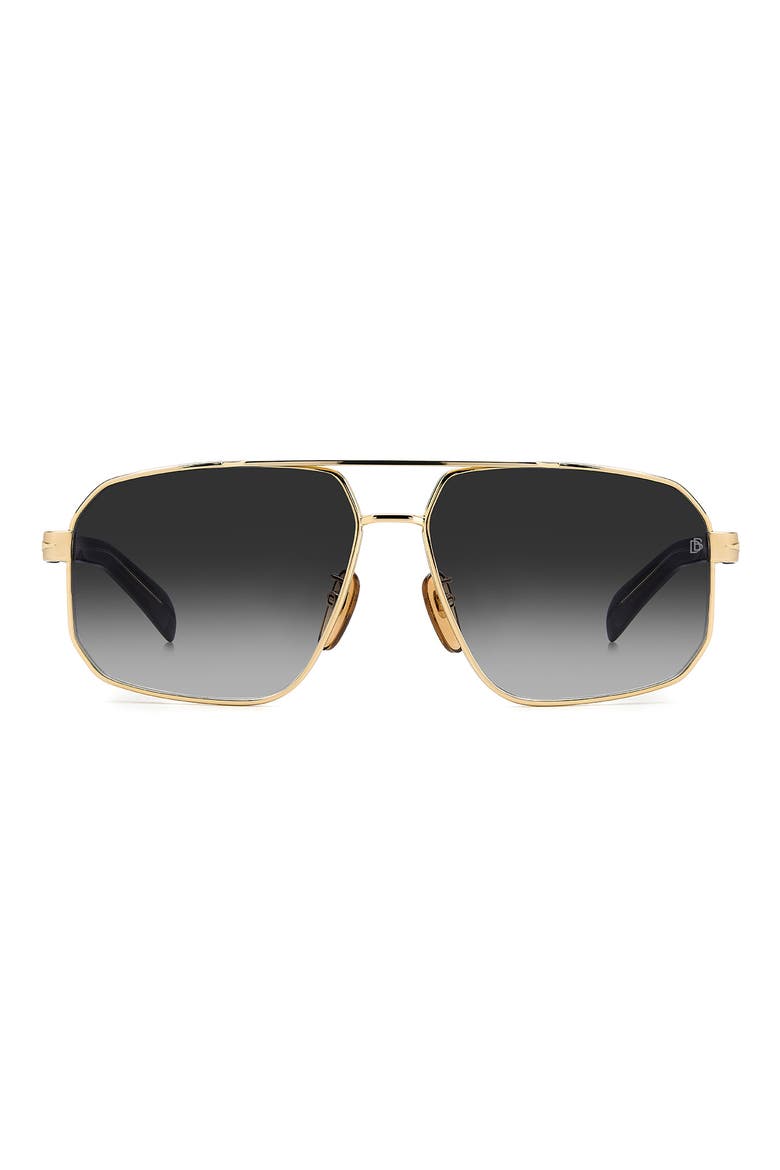 61mm Rectangular Sunglasses, Main, color, GOLD BLACK