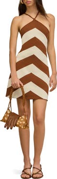 Cult Gaia Nelson Stripe Halter Sweater Dress