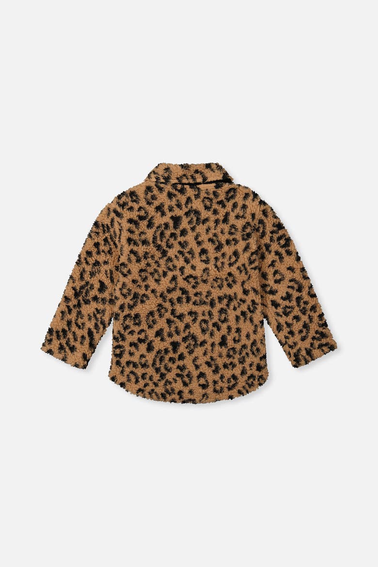 Zipped Fleece Chest Pocket Relaxed Overshirt, Alternate, color, Leopard Fur