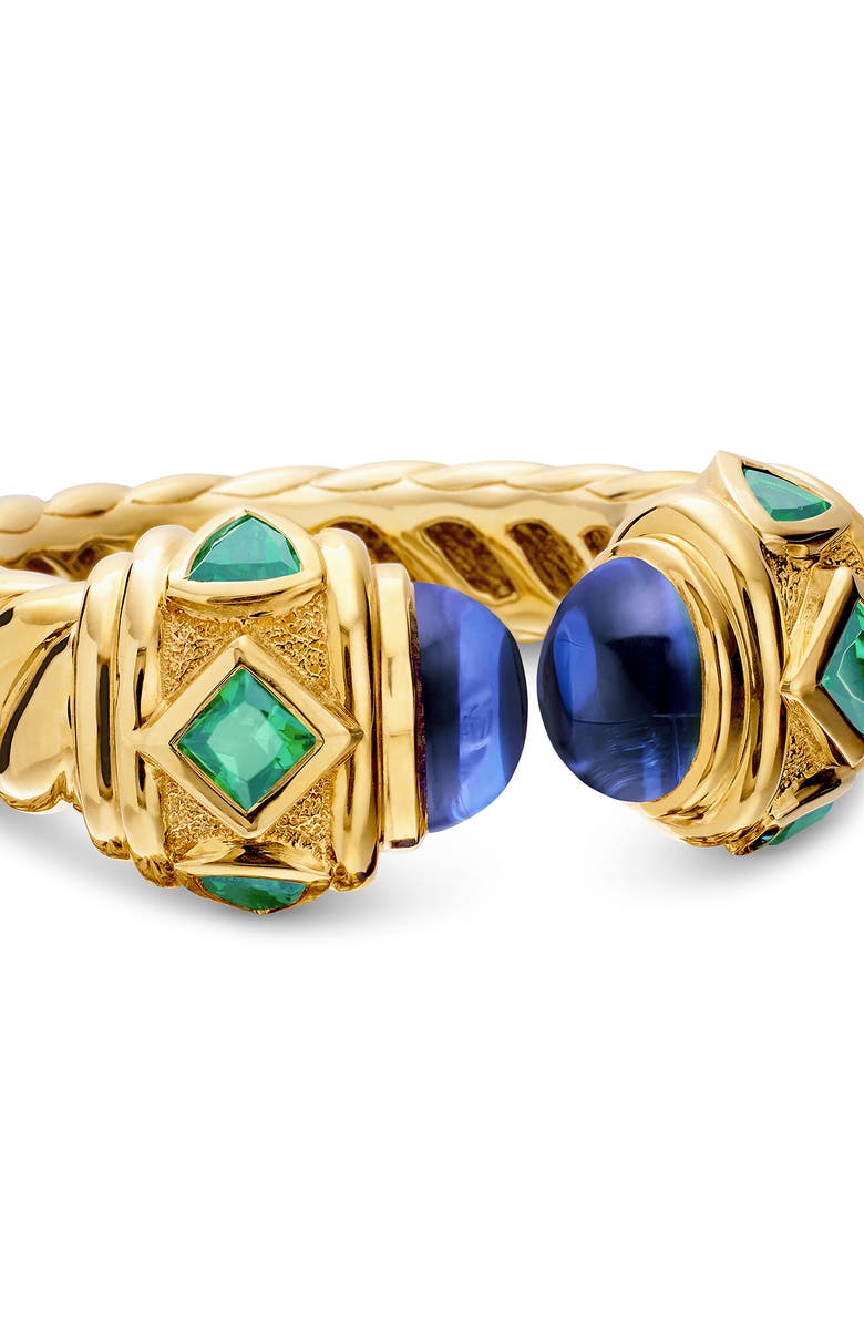 David Yurman Renaissance Color Open Ring in 18K Yellow Gold with Tansanite & Tsaorite, Alternate, color, 18K Yellow Gold