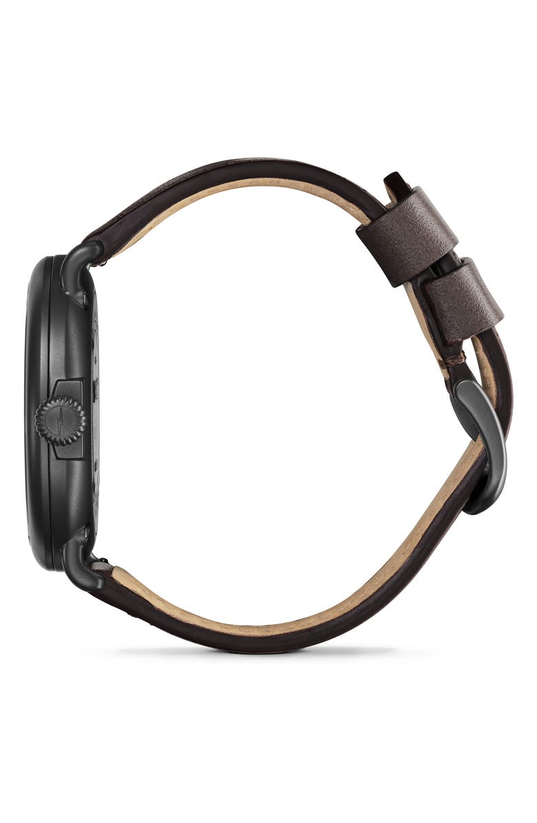 Shinola Runwell Leather Strap Watch, 47mm, Alternate, color, 