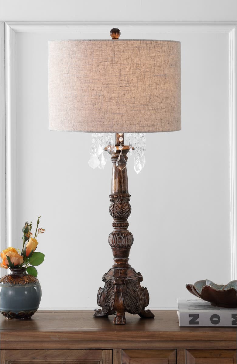 JONATHAN Y Carlisle 33.5" Resin/Acrylic LED Table Lamp, Antique Brown, Alternate, color, Antique Brown