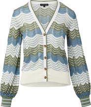 Veronica Beard Laurinor Stripe Pointelle Knit Button Front Cardigan