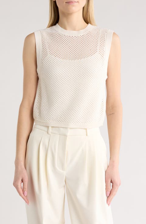 Carson Cotton & Cashmere Open Stitch Sweater Vest