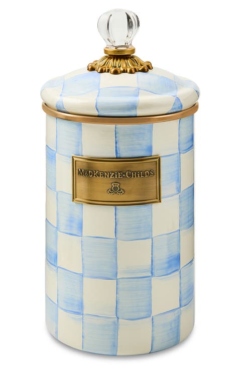 Sky Check Large Enameled Steel Canister