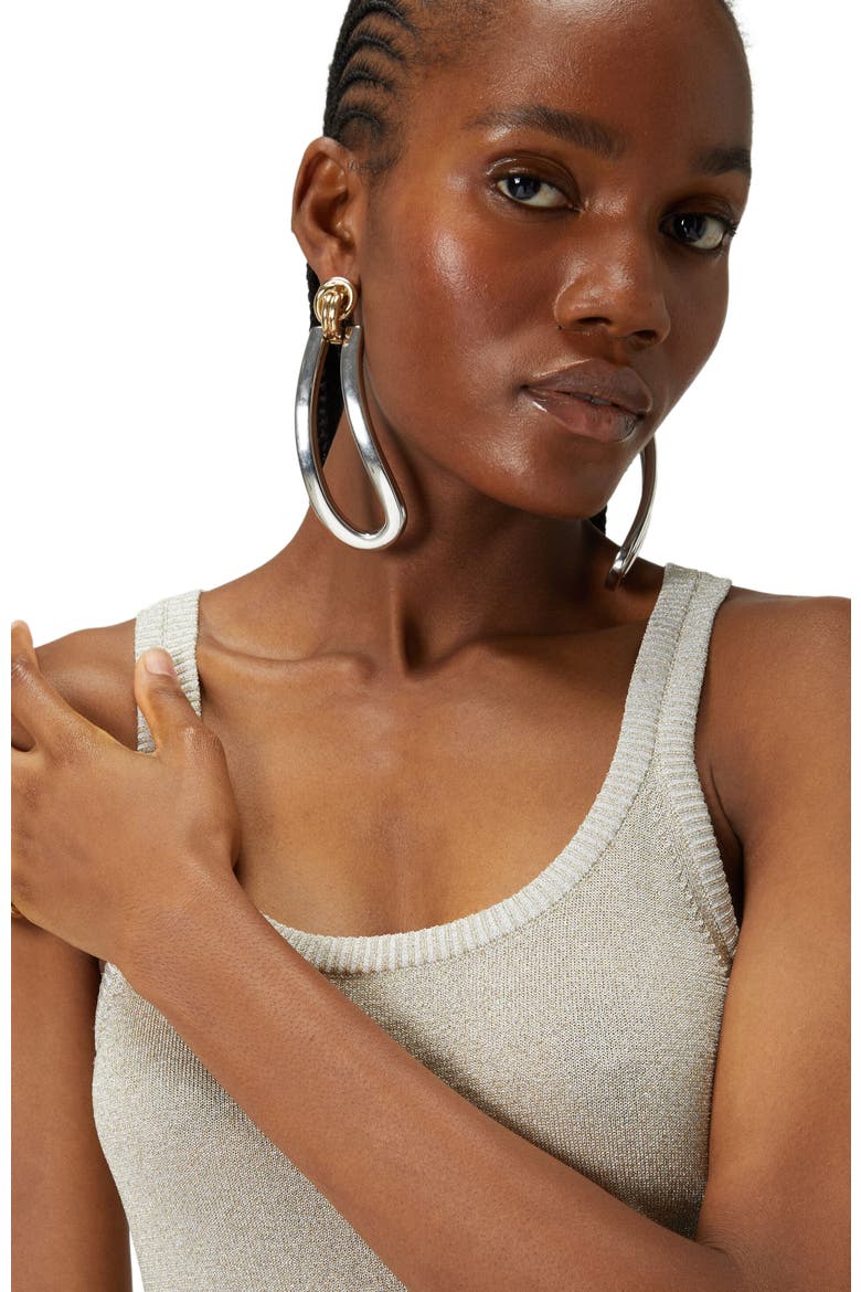 Glitter-effect Viscose Tank Top, Alternate, color, White & Gold