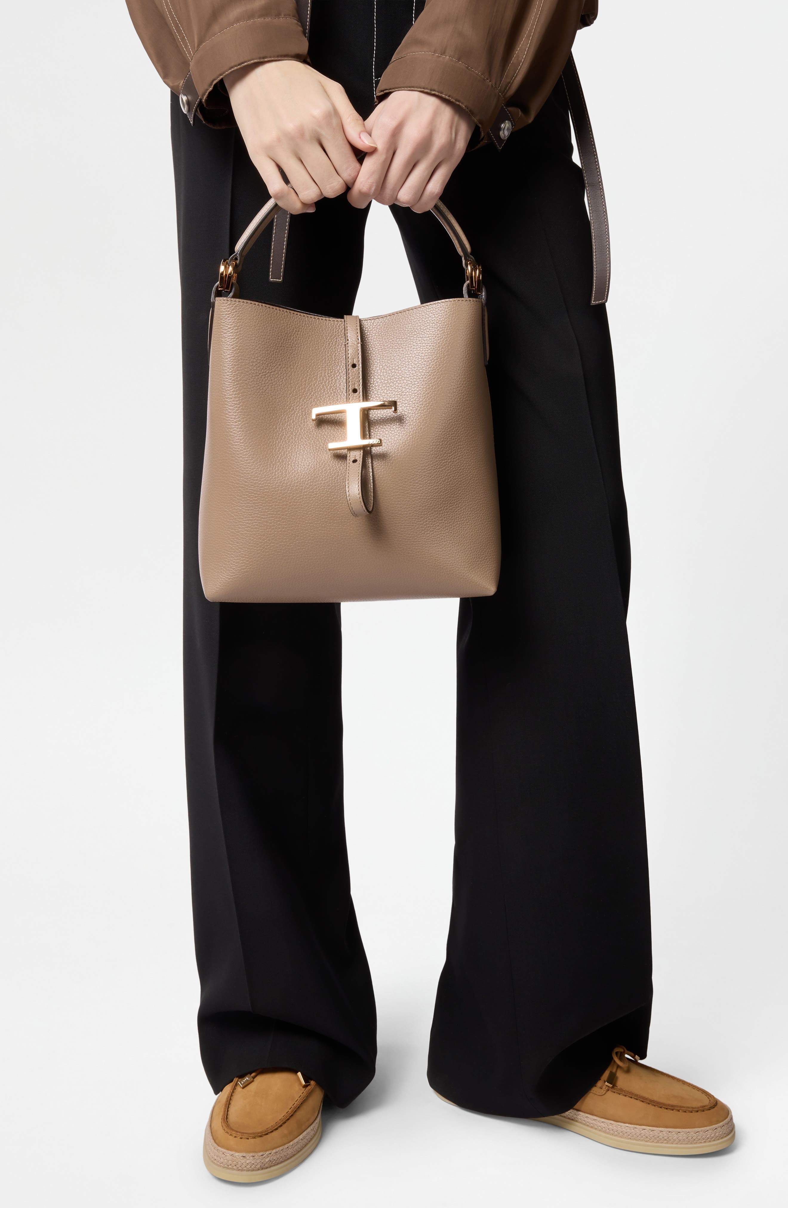 Tod
s Leather Handbag, Alternate, color, Creta Chiaro