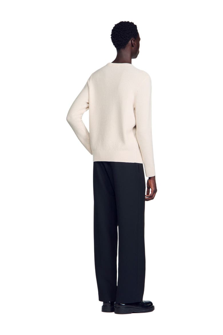 Crew-neck sweater in seed stitch, Alternate, color, Ecru