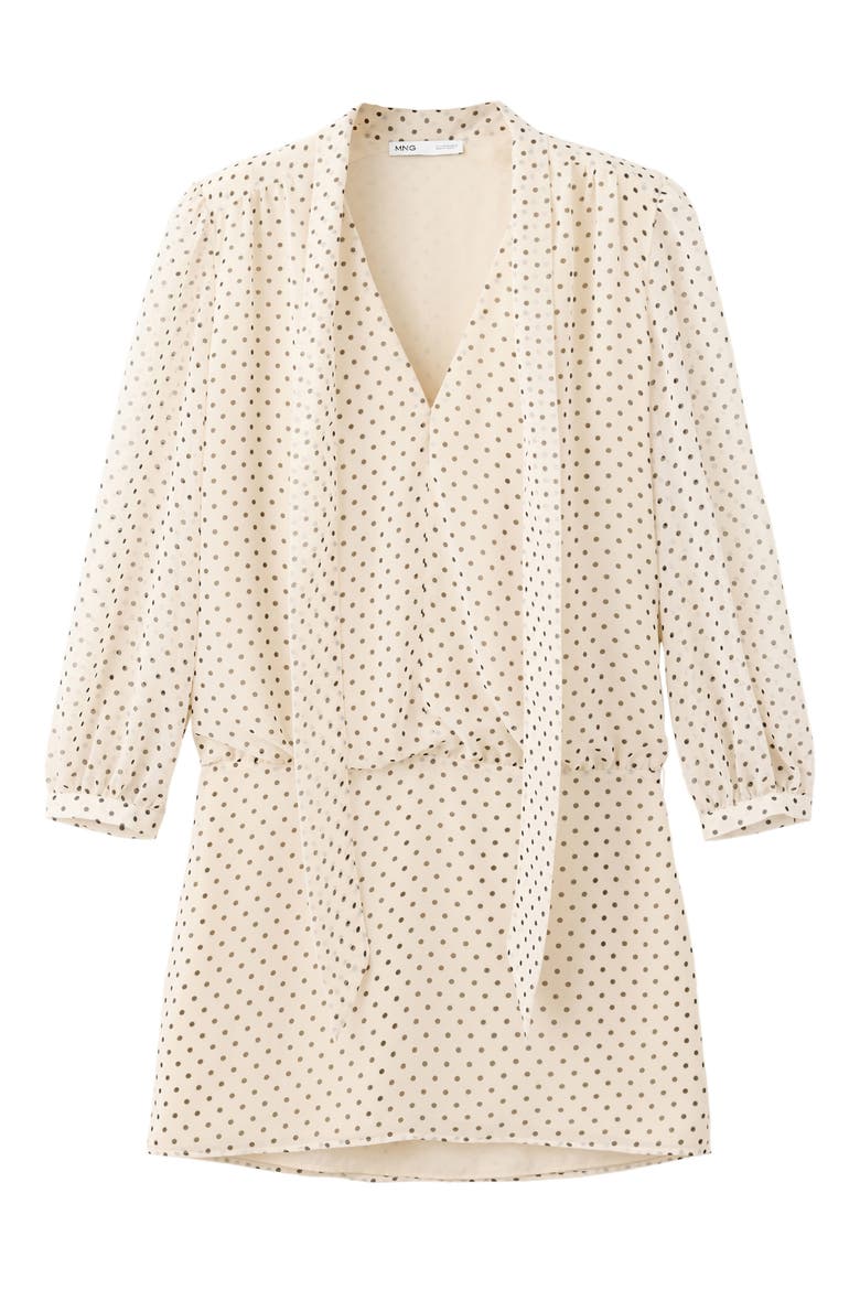 Polka Dot Long Sleeve Minidress, Main, color, ECRU