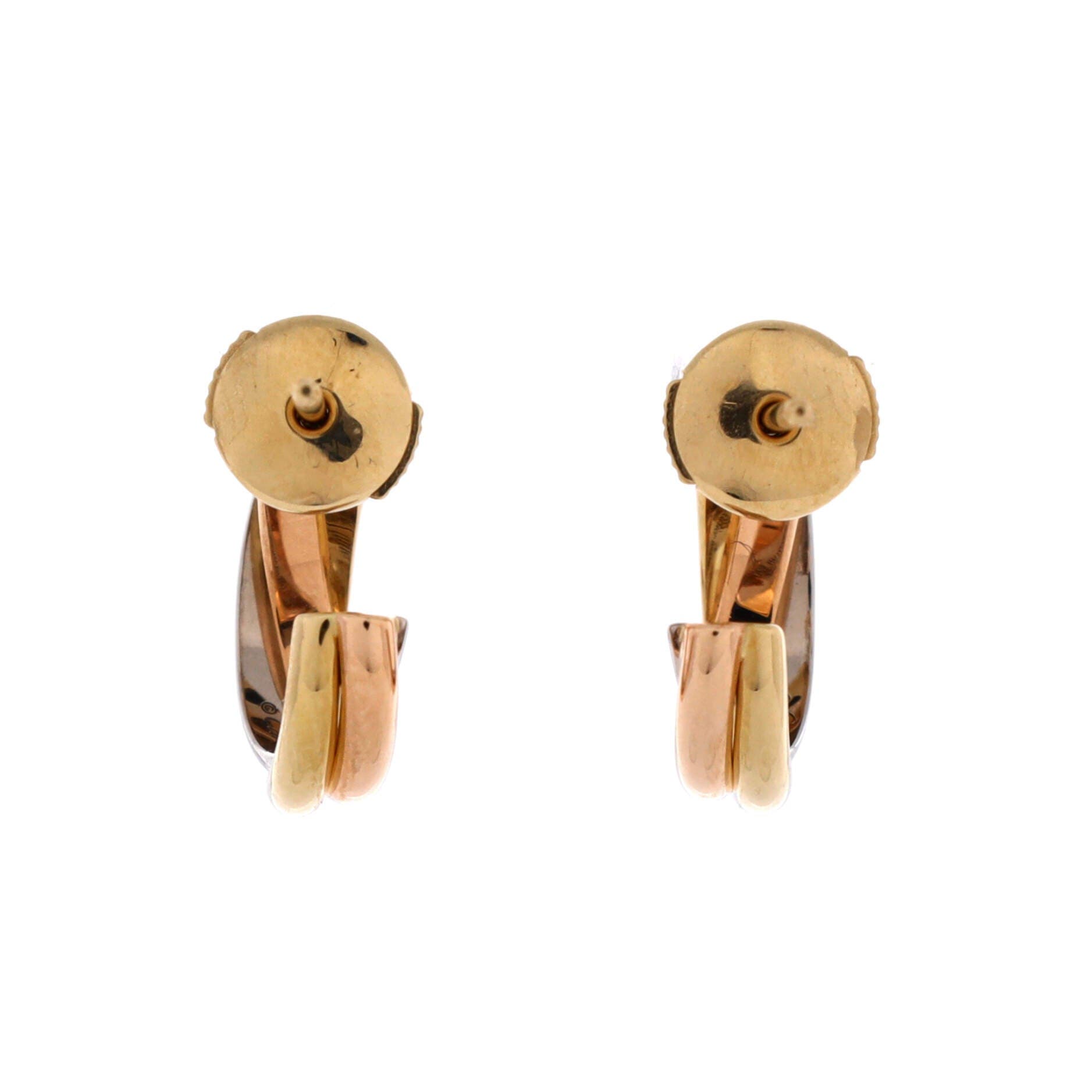 Trinity Hoop Earrings 18K Tricolor Gold 13mm, Alternate, color, Metallic Gold