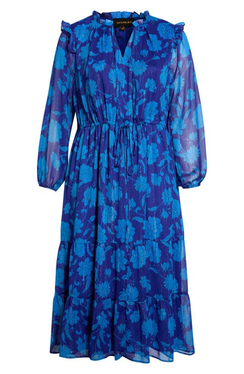Kristen Balloon Sleeve Tiered Midi Dress