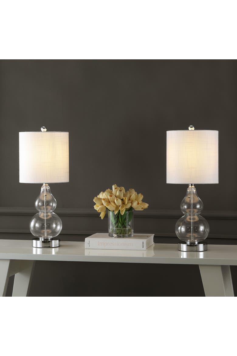 Cora 22" Classic Vintage Glass LED Table Lamp with USB Charging Port, Alternate, color, Chrome/Clear
