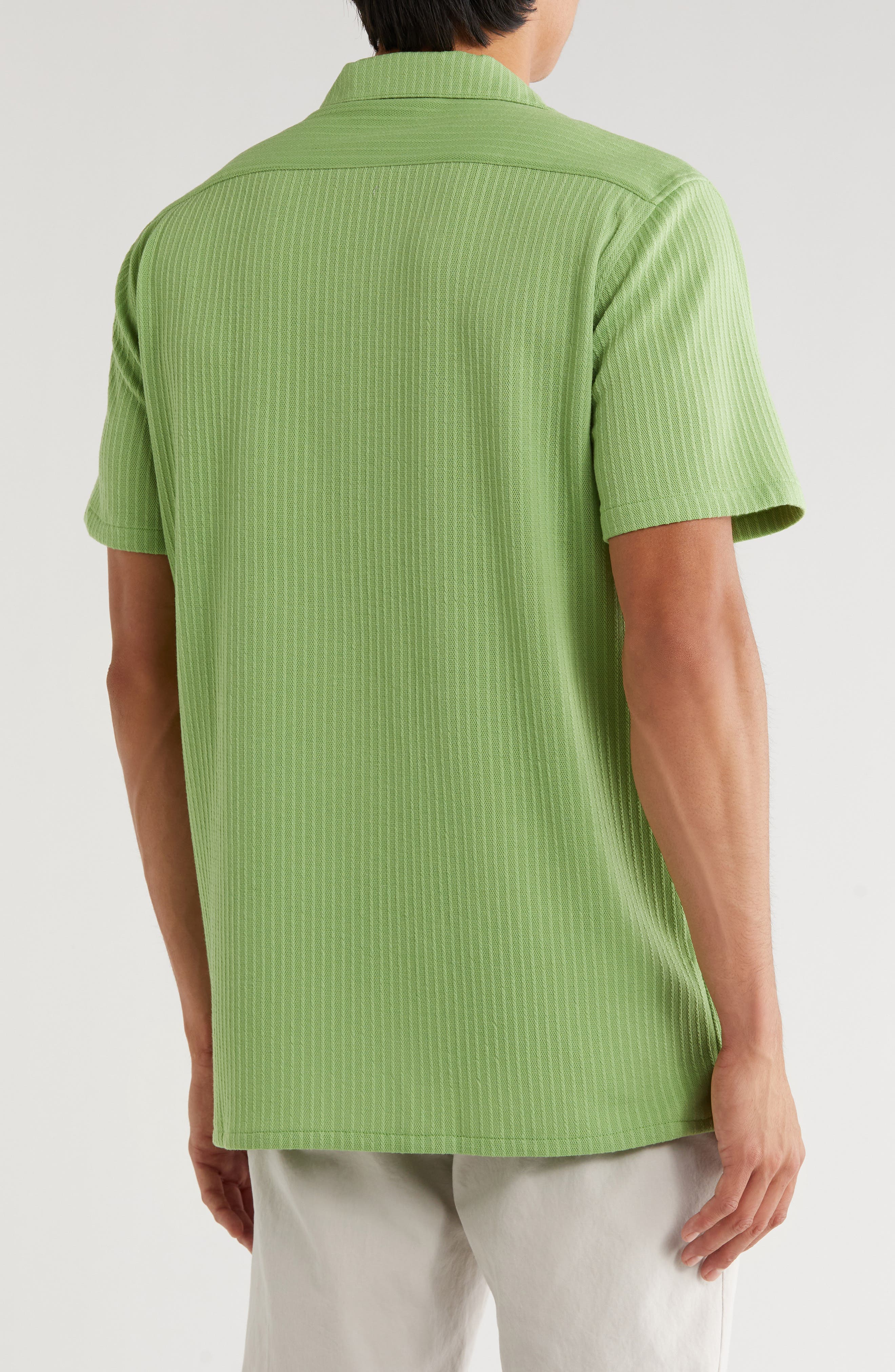 Stripe Textured Short Sleeve Camp Shirt - image 4