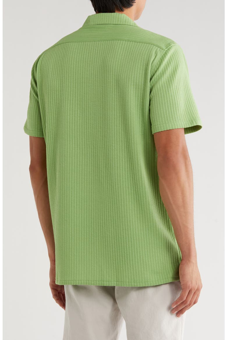 Stripe Textured Short Sleeve Camp Shirt, Alternate, color, GREEN