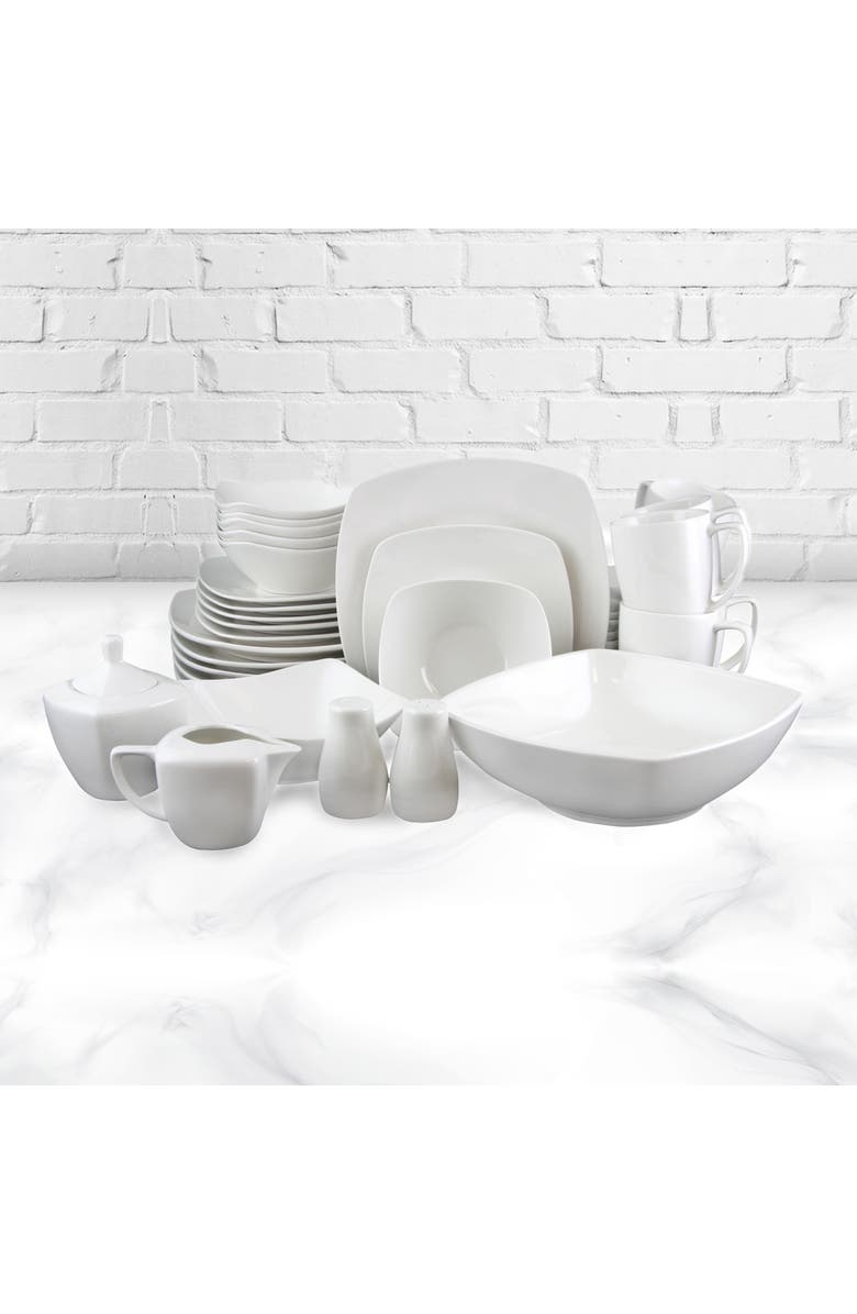 Gibson Zen Buffetware 39-Piece Dinnerware Set, Alternate, color, White