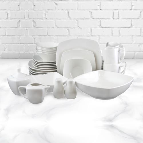 Gibson Zen Buffetware 39-piece Dinnerware Set In White