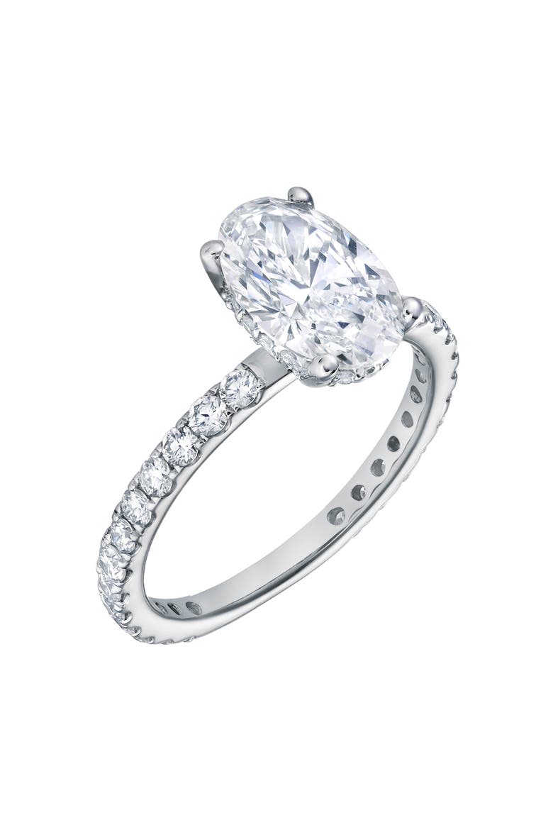Eliana 14K White Gold Oval Lab Grown Diamond Hidden Halo Engagement Ring - 2 Ct, Alternate, color, 14K White Gold