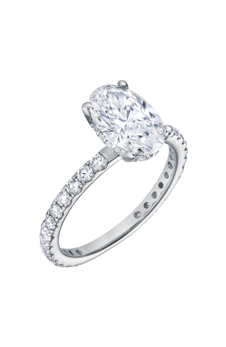 LuvMyJewelry Eliana 14K White Gold Oval Lab Grown Diamond Hidden Halo Engagement Ring - 2 Ct, Alternate, color, 14K White Gold