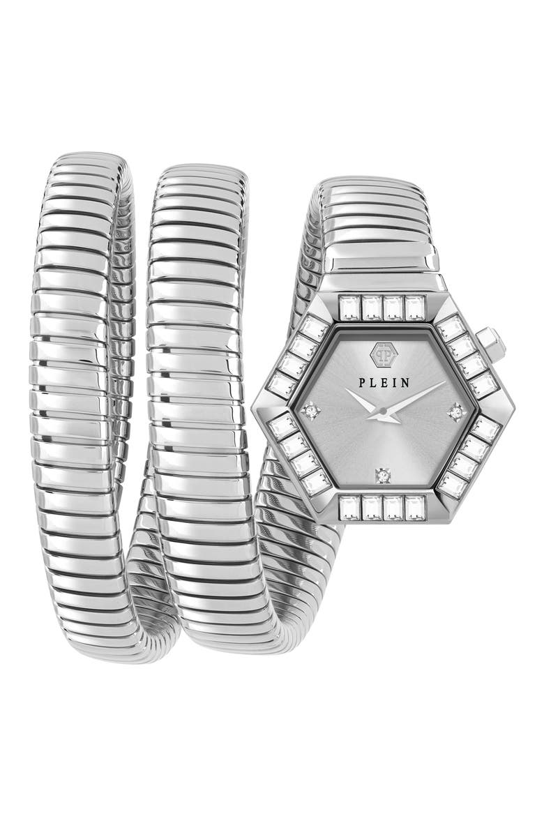 $nake Hexagon Crystal Bracelet Watch, 28mm, Main, color, STAINLESS STEEL