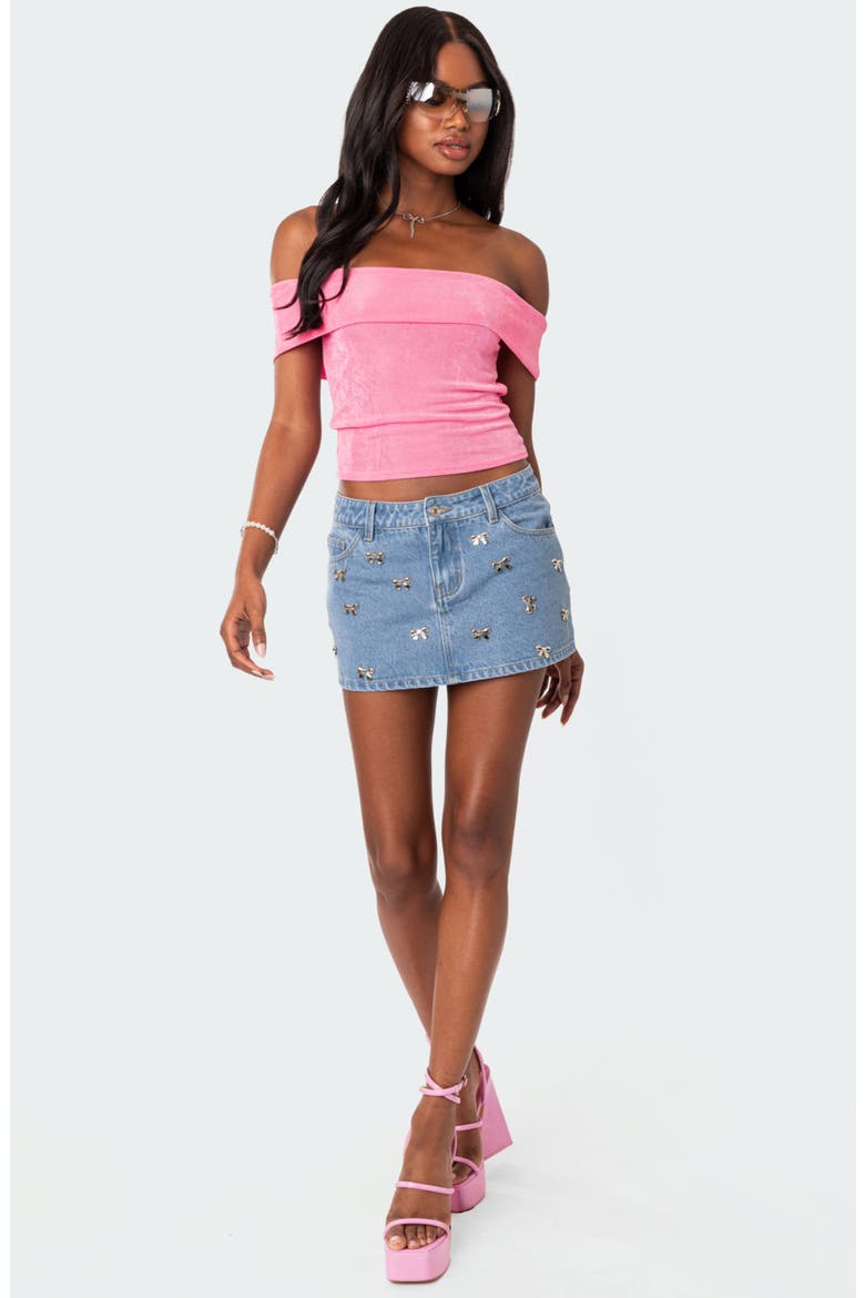 Mindi Foldover Off the Shoulder Top, Alternate, color, PINK