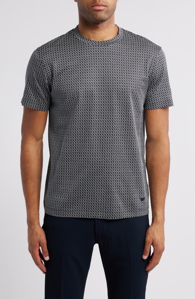Emporio Armani Geo Box Lyocell & Cotton T-Shirt, Main, color, Solid Blue Navy