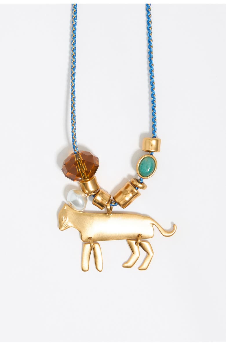 Bimba y Lola Long Plaited Cord Necklace With Metal Motifs, Alternate, color,