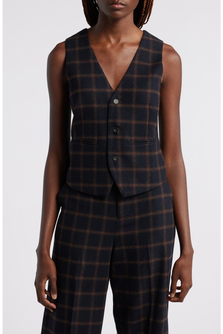 Caldwell Plaid Wool Blend Button-Up Vest, Main, color, MULTI