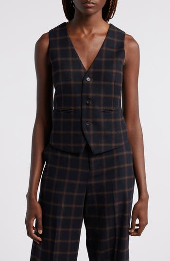 Wyeth Caldwell Plaid Wool Blend Button-up Vest In Multi