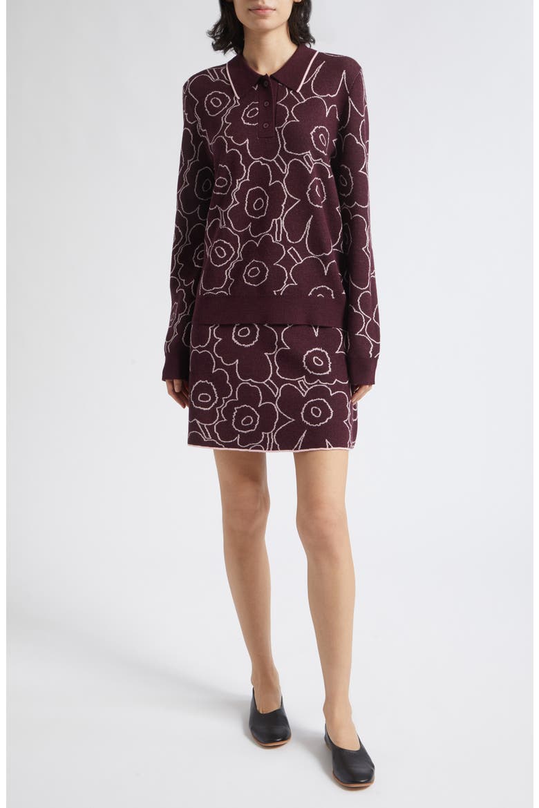 Unikko Wool Blend Polo Sweater, Alternate, color, WINE RED LIGHT PINK